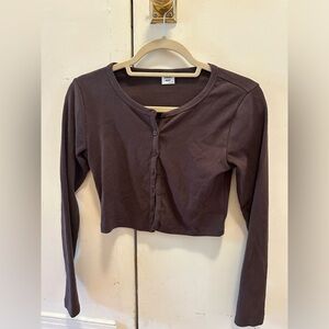 Aritzia Sunday Best Brown Cropped Cardigan, Size S
